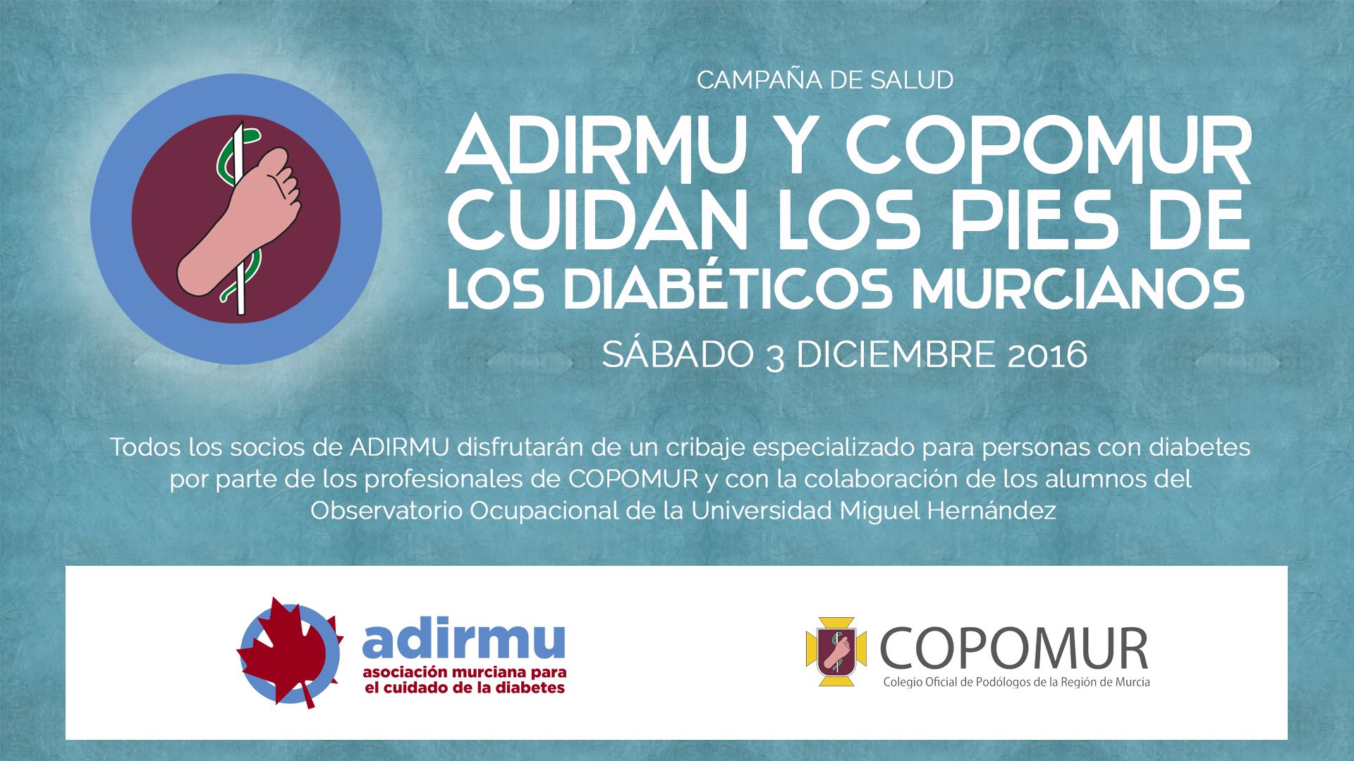 ADIRMU y COPOMUR cuidan los pies de los diabéticos murcianos