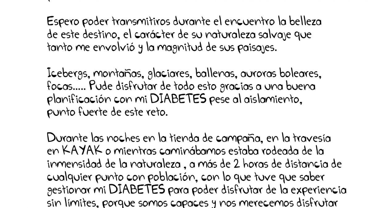 Carta Groenlandia y Diabetes los sueños no tienen cima Susana