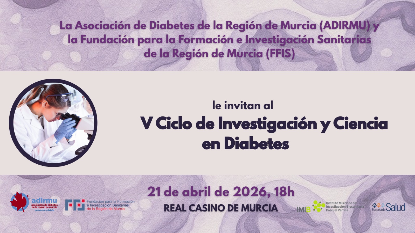 Murcia acogerá el V Ciclo de Investigación y Ciencia en Diabetes organizado por ADIRMU